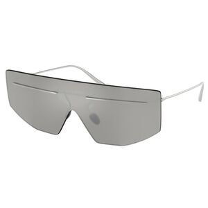Prada PR B55S 1BC60N Silver Metal Shield Sunglasses Grey Mirror Lens